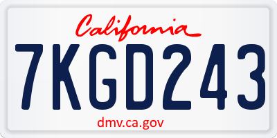 CA license plate 7KGD243