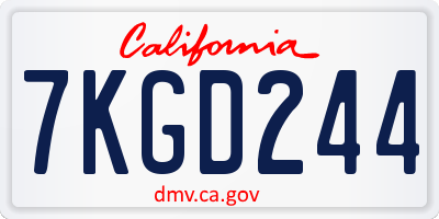 CA license plate 7KGD244