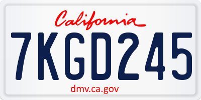 CA license plate 7KGD245