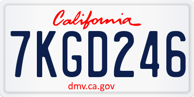 CA license plate 7KGD246