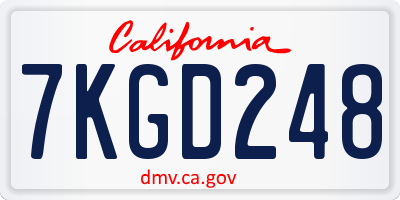CA license plate 7KGD248