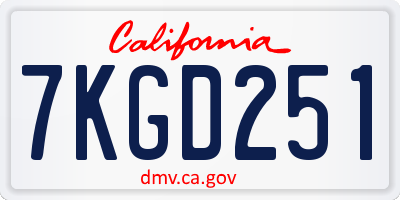 CA license plate 7KGD251