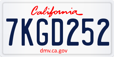 CA license plate 7KGD252