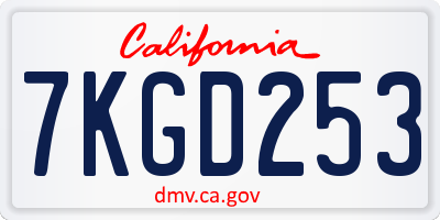 CA license plate 7KGD253