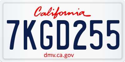 CA license plate 7KGD255