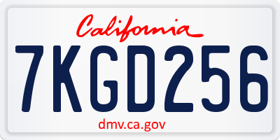 CA license plate 7KGD256