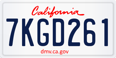 CA license plate 7KGD261