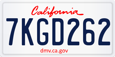 CA license plate 7KGD262