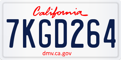 CA license plate 7KGD264