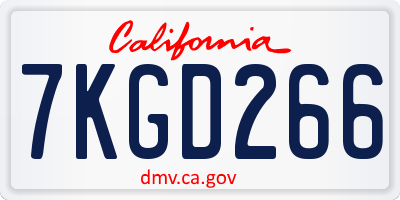 CA license plate 7KGD266