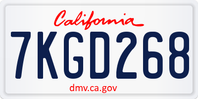 CA license plate 7KGD268