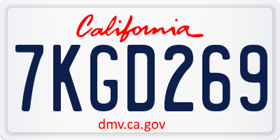 CA license plate 7KGD269