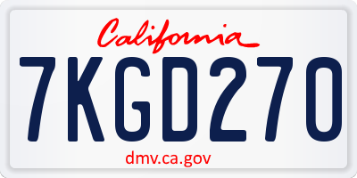 CA license plate 7KGD270