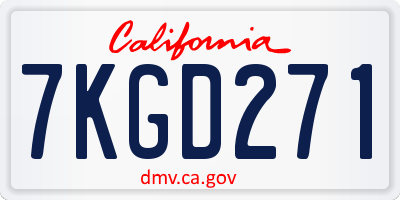 CA license plate 7KGD271