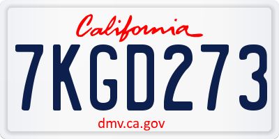 CA license plate 7KGD273
