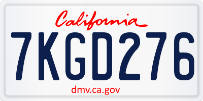 CA license plate 7KGD276