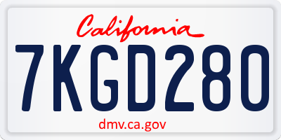 CA license plate 7KGD280