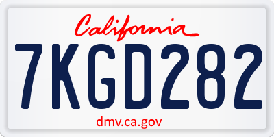 CA license plate 7KGD282