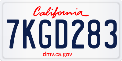 CA license plate 7KGD283