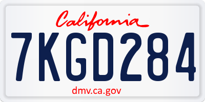 CA license plate 7KGD284