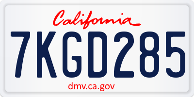 CA license plate 7KGD285