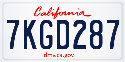 CA license plate 7KGD287