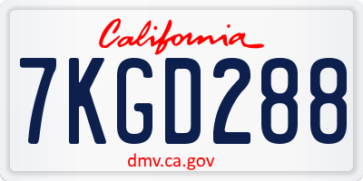 CA license plate 7KGD288