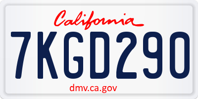 CA license plate 7KGD290