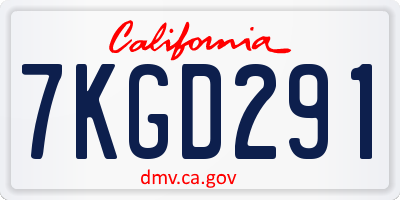 CA license plate 7KGD291