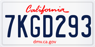 CA license plate 7KGD293