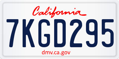 CA license plate 7KGD295