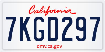 CA license plate 7KGD297