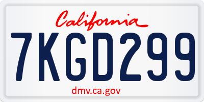 CA license plate 7KGD299