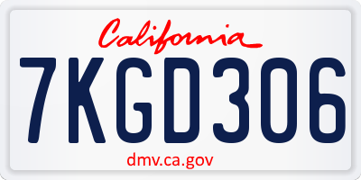 CA license plate 7KGD306
