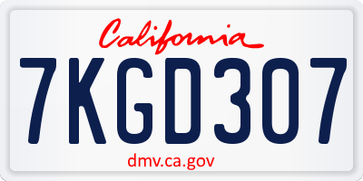 CA license plate 7KGD307