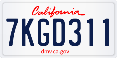 CA license plate 7KGD311