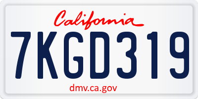 CA license plate 7KGD319