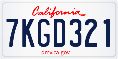 CA license plate 7KGD321