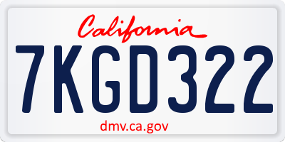 CA license plate 7KGD322