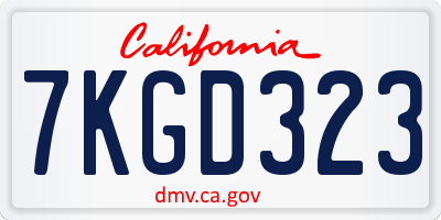 CA license plate 7KGD323