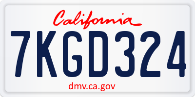 CA license plate 7KGD324