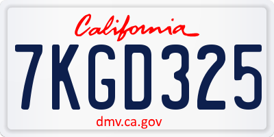 CA license plate 7KGD325