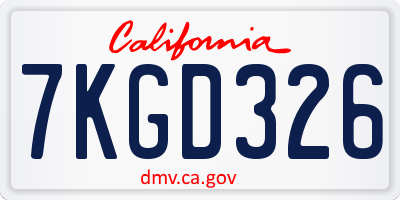 CA license plate 7KGD326