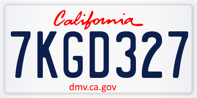 CA license plate 7KGD327