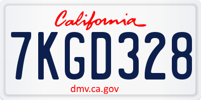 CA license plate 7KGD328