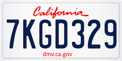 CA license plate 7KGD329