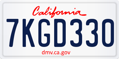 CA license plate 7KGD330