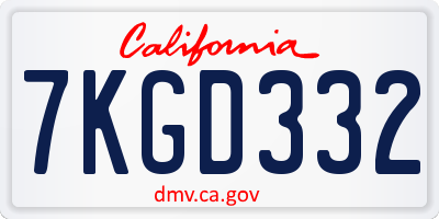 CA license plate 7KGD332