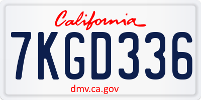 CA license plate 7KGD336