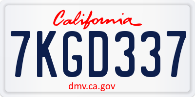 CA license plate 7KGD337
